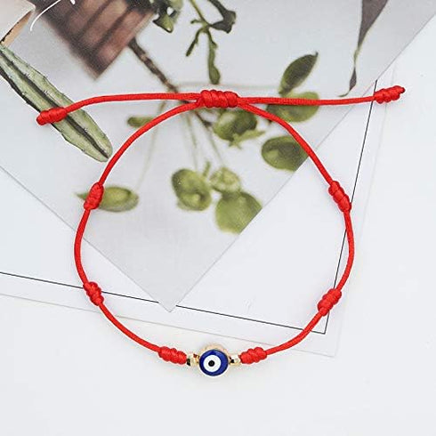 COLORFUL BLING Upgraded 7 Knots Evil Eye Bracelet with Message Card Adjustable Lucky Red String Bracelet Set Kabbalah Protection Friendship Wish B...