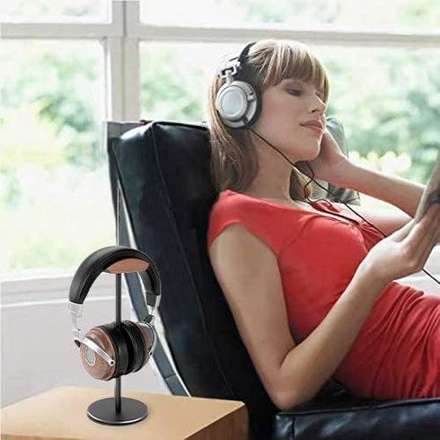 Headphone Stand Headset Holder with Walnut Wood Headrest,Gaming Headset Stand Earphone Stand with Solid Heavy Base for All Headphone Sizes...