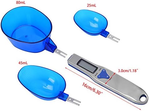 Meichoon Kitchen Scale Digital Food Scale with 3 Measuring Spoons Weighing and Dry Liquid Ingredient Milk Tea Flour Spices Medicine 1.1lb/500g (0....