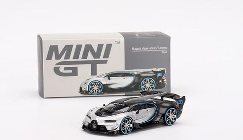 Bugatti Vision Gran Turismo Sliver and Carbon 1/64 Diecast Model Car by True Scale Miniatures MGT00369...