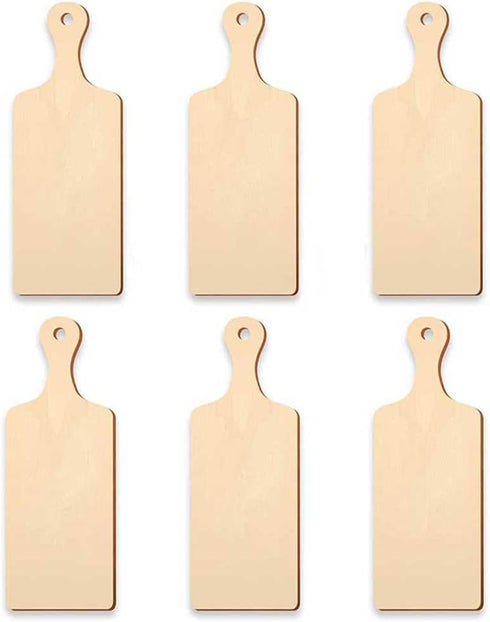 6 Pcs Mini Wood Cutting Board Wooden Chopping Board Paddle Unfinished Wood Kitchen Board Cooking Serving Charcuterie Board for DIY Kitchen Decor C...