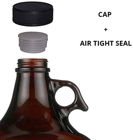 1 Gallon (128oz) Amber Glass Jug With 38mm Cap - FBA...