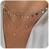 Chargances Bohemia Moon and Stars Necklace for Women Gold Laying Choker Necklace for Weeding Dating Prom Festival Delicate stars Moon Crescent Jew...