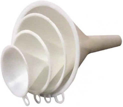Chef Craft Set of 4 General Purpose Plastic Assorted Sizes Nested Funnel Set, White...