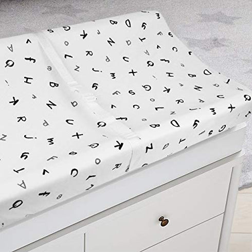 TL Care Printed 100% Cotton Knit Fitted Contoured Changing Table Pad Cover - Compatible with Mika Micky Bassinet, Alphabet, for Boys and Girls...