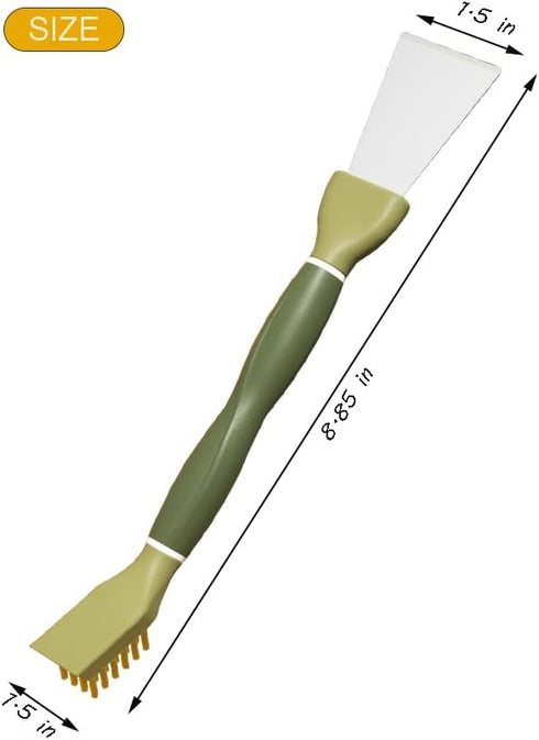 Copper Wire Brush with Scraper - 2-in-1 Dual-Head Cleaning Tool for Kitchen, Bathroom, Garage and More - Ergonomic TPR Handle (Green)...
