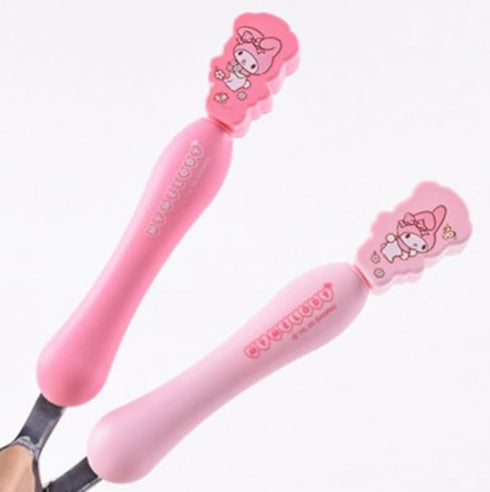 Cute Pink Melody Fork and Spoon Flatware Set with Case, Tableware Set with Cute Figure, Medium...