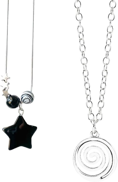 2Pcs Y2k Star Necklaces Set for Women Y2k Accessories Swirl Necklace Y2k Necklace for Women Grunge Necklace for Women Gothic Necklace Grunge Jewel...