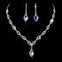 Unicra Silver Bride Wedding Jewelry Sets Blue Crystal Bridal Necklace Earrings Set Rhinestone Prom Costume Jewelry Set Choker Necklace for Women a...
