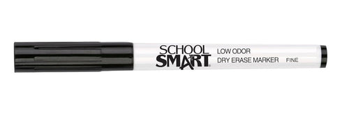 School Smart Dry Erase Pen Style Marker, Fine Tip, Black, Pack of 12 - BY1076-12BLACK...