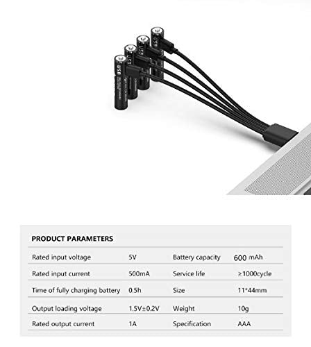 4-Way Charging Cable for AAA USB Rechargeable Battery(2 Packs,Batteries are NOT Included)...