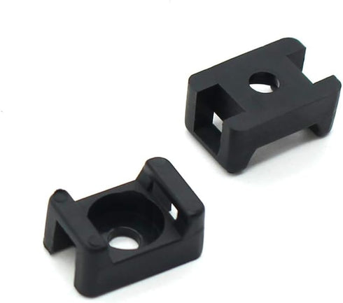 (100 Of Pack) Black 4.5mm Cable Tie Mount Base Saddle Type Mount Screw Wire Bundle Base Holder Width Cable Large Size 0.6 inch...