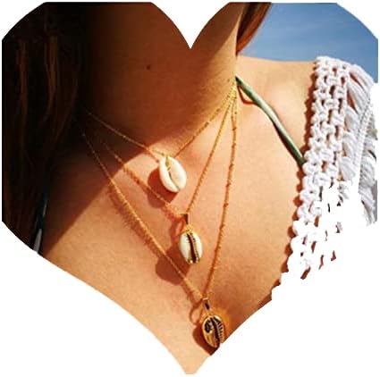 Chargances Boho Gold Sea Shell Necklace Women Layered Collar Choker Jewelry Delicate Ladies Necklace Beach Accessories for Girls...