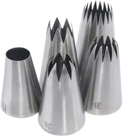Piping Tips Large Pastry Tips Set,Cake Cream Decorating Tips for Frosting,Icing Piping Nozzle For Cupcakes Cakes Cookies(1A,1C,1E,356,9FT)...