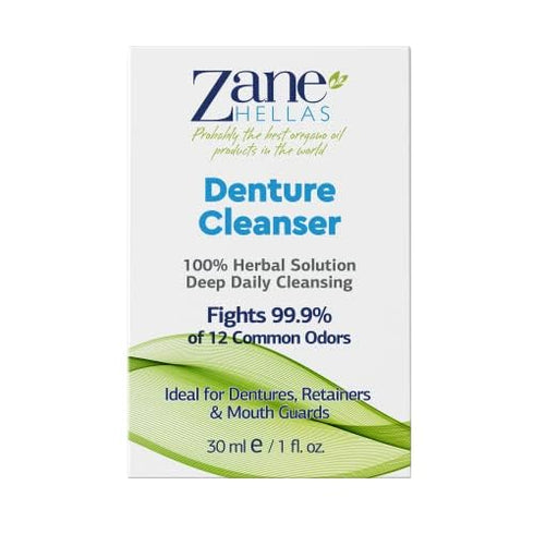 Zane Hellas Denture Cleaner. Oregano Oil Power. Ideal for Dentures, Retainers, Braces, Mouth Guards. Helps Remove Plaque, Tartar, Stains and Bad O...