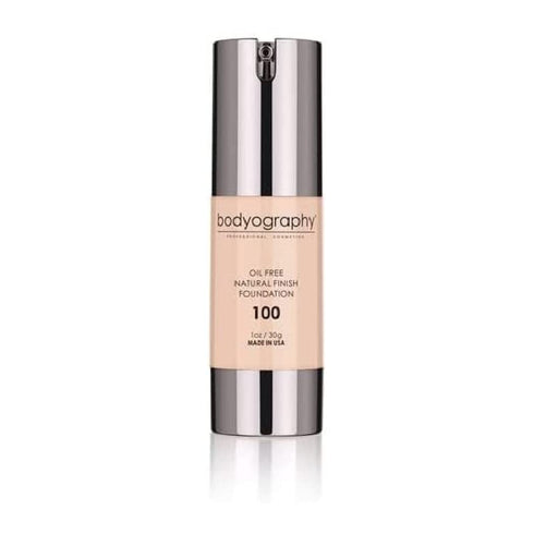 Bodyography Natural Finish Foundation Makeup (Light #100) Oil-Free Anti-Aging Salon Natural Finish with Vitamin E, C, Antioxidants| Photo Control ...
