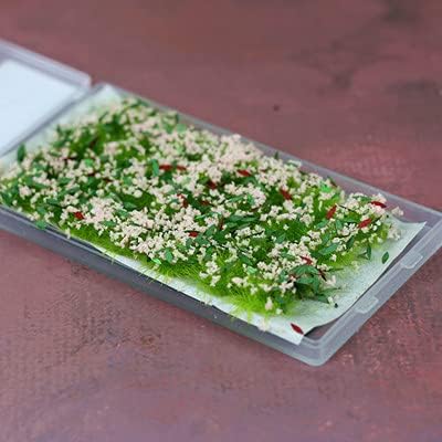 35 Pcs Static Grass Tuft Model Grass Tufts Railway Artificial Grass and 28 Pcs Bushy Tuft Pink Flower Cluster Vegetation Groups for DIY Architectu...
