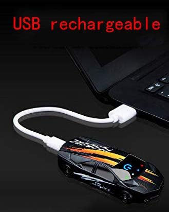 Dual Arc Plasma Lighter Windproof Battery Indicator Touch-Start Lighter with LED Light USB Rechargeable Car Shape Cool Novelty Electric Lighter (B...