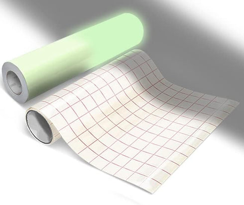 VViViD DECO65 Glow in The Dark Permanent Adhesive Craft 12 Inches x 4 Feet Vinyl Roll Including Free 12 Inches x 12 Inches Transfer Paper Sheet...