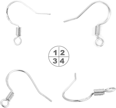 Hypoallergenic Silver Earring Hooks - 120 pcs/60 Pairs s925 Sterling Silver Plated Ear Wires for Jewelry Making, Jewelry findings Parts with 120 p...