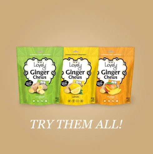 Lovely Candy Co. Lemon Ginger Chews, Made with Real Ginger, Individually Wrapped, 5oz (1-Pack) | Gluten-Free, Non-GMO, NO Artificial Ingredients, ...
