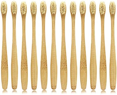 Boar Bristles Natural Bamboo Toothbrush Eco-Friendly Biodegradable Zero Waste Pack of 12...