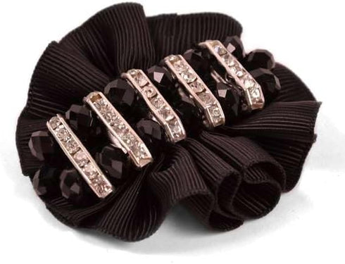 Expo International Oval Rhinestone Beaded Brooch Applique, Black/Silver...