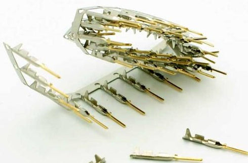 5 Sets Crimp Type DB9 Male + Plastic Hoods + Pins Set, D-Sub 9P Male Crimp Connector, Pin & Hood Kit (5 DB9 Male + 5 Hoods + 50 Pins)...
