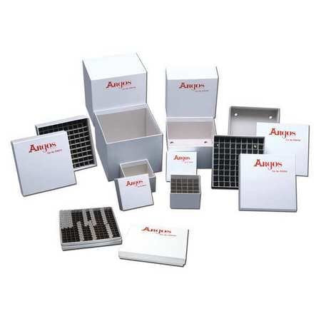 Argos R3026A White Cryo/Freezer Box with 81 Place Insert, 5-1/4" Length x 5-1/4" Width x 2" Height...