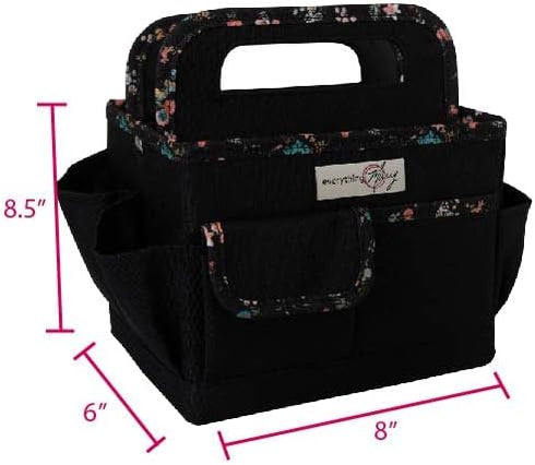 Everything Mary Craft Caddy, Black & Floral - Art Storage for Supplies & Crafts - Supply Organizers Tote for School Classroom, Office, and Home - ...