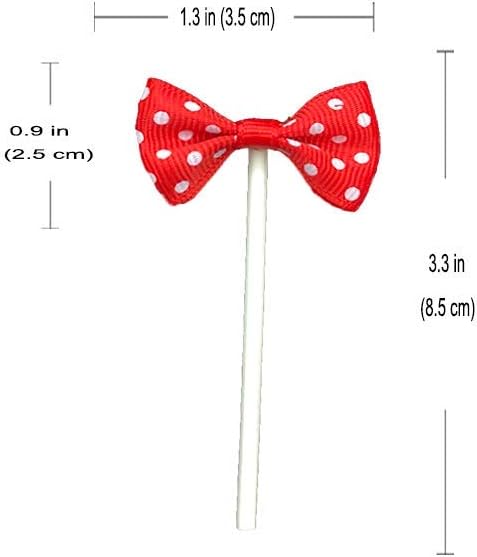NMAS Bowknot Cupcake Topper 20 PCS Red with Dots, Children's Birthday Baby Shower Party Bow Dots Cupcake Toppers Cake Decoration Supplies...