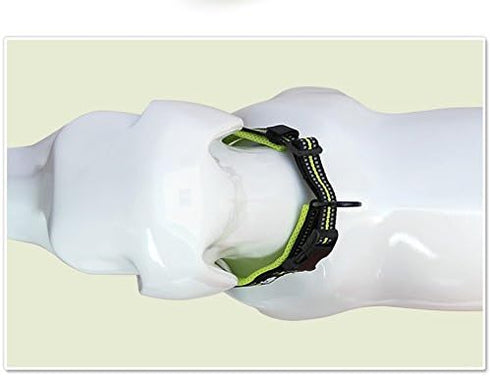 Creation Core Reflective Mesh Padded Dog Collar Adjustable Nylon Outdoor Adventure Pet Collar, Green M...