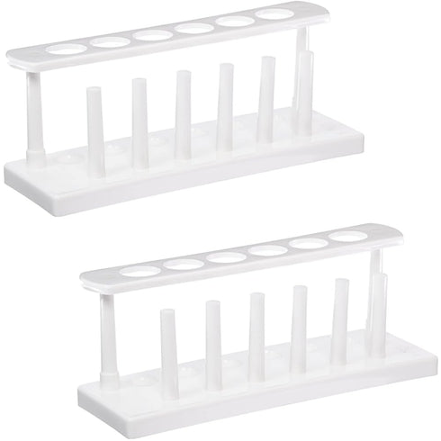 25mm Plastic in-Line Test Tube Rack with Drying Pins, 6 Tube, Polyethylene, White (Pack of 2)...