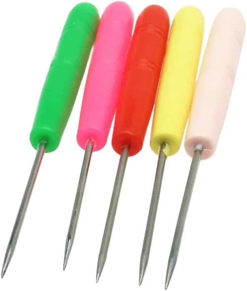 TorSor 10 Pack Scratch Awl Sewing Pricker Plastic Handle Grip Straight Tip Pin DIY Needle Punching Hole Repair Hand Craft Stitcher for Tailor Fabr...