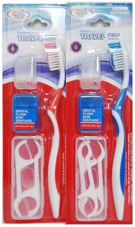 Oral Care Travel Kit for Adults - Bundle with Travel Toothbrush, Floss, Floss Picks, Travel Size Toothpaste, and More for Men and Women | TSA Frie...