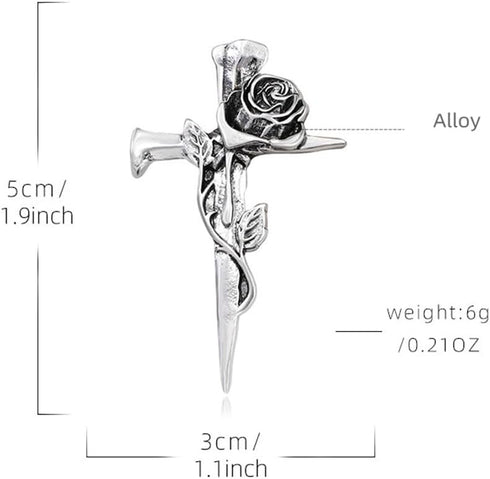 Vintage Flower Cross Brooch Pin for Women Men Silver Plated Fashion Unique Valentine Religion Brooches Lapel Pins Dainty Dress Accessories Elegant...