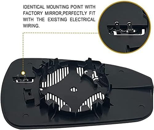Left Driver Side Heated Mirror Glass Replacement For 2013-2020 Ford Fusion - For Ford Fusion Driver Mirror Glass With Rear Holder, Replace DS7Z17K...