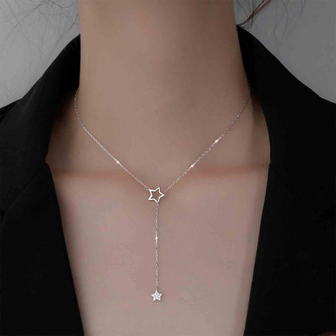 Boho Star Y Lariat Necklace Choker Gold Crystal Star Drop Necklace Long Cz Star Pendant Necklace Minimalist Necklace Chain Jewelry for Women...