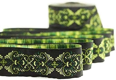 10.9 Yards 0.98 inch Celtic Knot Green Jacquard Ribbon Trim Embroidered Sewing Band Woven Border 25976...