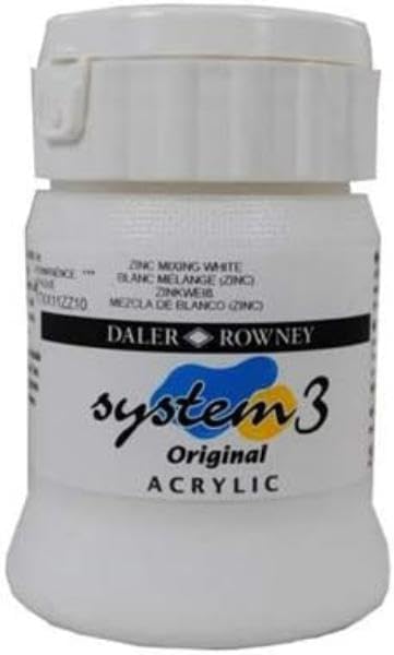 Daler Rowney System3 Zinc Mixing White 150ml Acrylic Paint Tube - Acrylic Painting Supplies for Artists and Students - Artist Paint for Murals Can...
