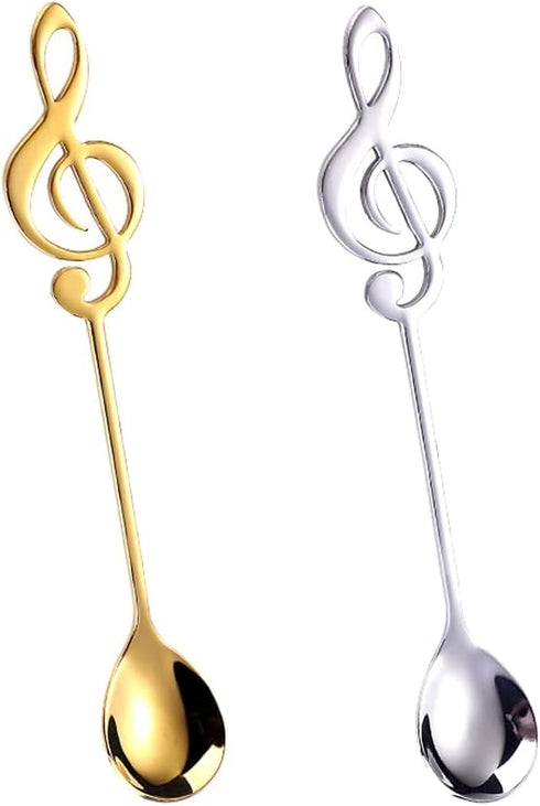 Music Note Spoons for Music Lover Gifts for Women Men Coffee Spoons Set for Coffer Lover Birthday Gifts for Friend Family Stainless Steel Musical ...