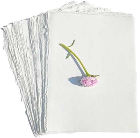 Deckle Edge Paper Loose Leaf Sheets for Writing Calligraphy, Printing, Scrapbook Crafts, Map, Certificate, Invitation 150 GSM Ivory White-501-5x7-...