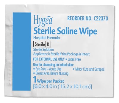 Hygea C22370 Sterile Saline Wipe, 6" x 4", 24/bx...