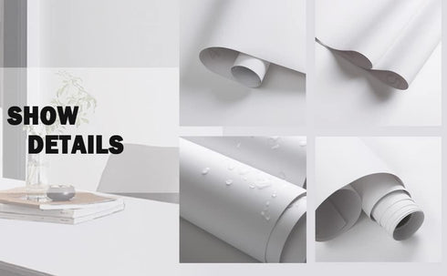 Dimoon 118"x15.7" Skin Wallpaper Thicken White Peel and Stick Wallpaper Removable Wallpaper Waterproof Solid Contact Paper Pure White Wall Paper S...