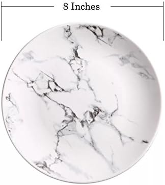 Marble Design Porcelain Dinner Accent Plates Set of 4 (8 inches)...