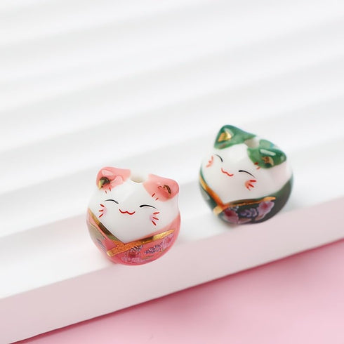 16Pcs Mix Ceramic Lucky Cat Colorful Porcelain Beads for Jewelry Making DIY Necklace Bracelet Charms Handmade Craft Supplies...