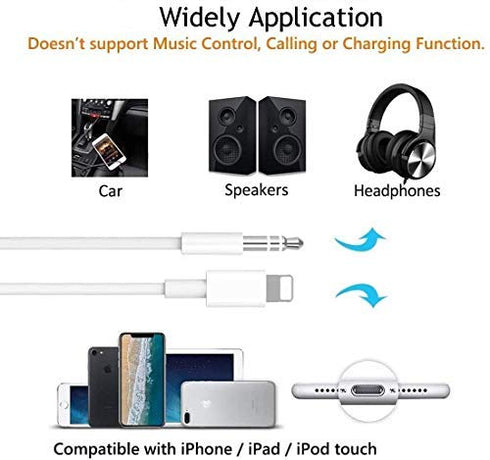 iPhone Aux Cord for Car, Apple MFi Certified Veetone Lightning to 3.5 mm Headphone Jack Adapter Male Aux Stereo Audio Cable Compatible with iPhone...
