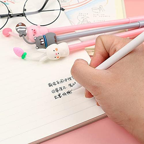 Cartoon Animal Pens Ink Pens Gel Pen Writing Pens Neutral Pens School Office Supplies Kids Gifts 0.38mm Ball Point Color cat Pens, pink rabbit Pen...