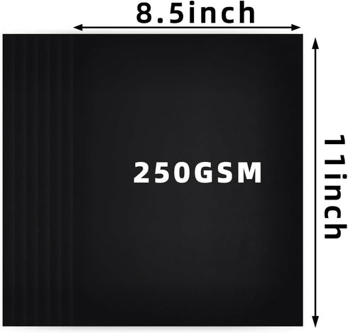 30 Sheets Black Cardstock, 8.5 x 11 Card Stock, 92lb/250gsm Thick Cover Stock, Heavyweight Printer Paper for Invitations, Scrapbooking, Crafting, ...