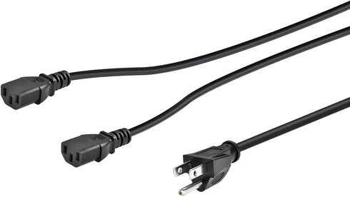 Monoprice Power Cord Splitter - NEMA 5-15P to 2X IEC 60320 C13, 10 Amp, 1250 Watt, SVT, 18AWG, 6 Feet, Black...